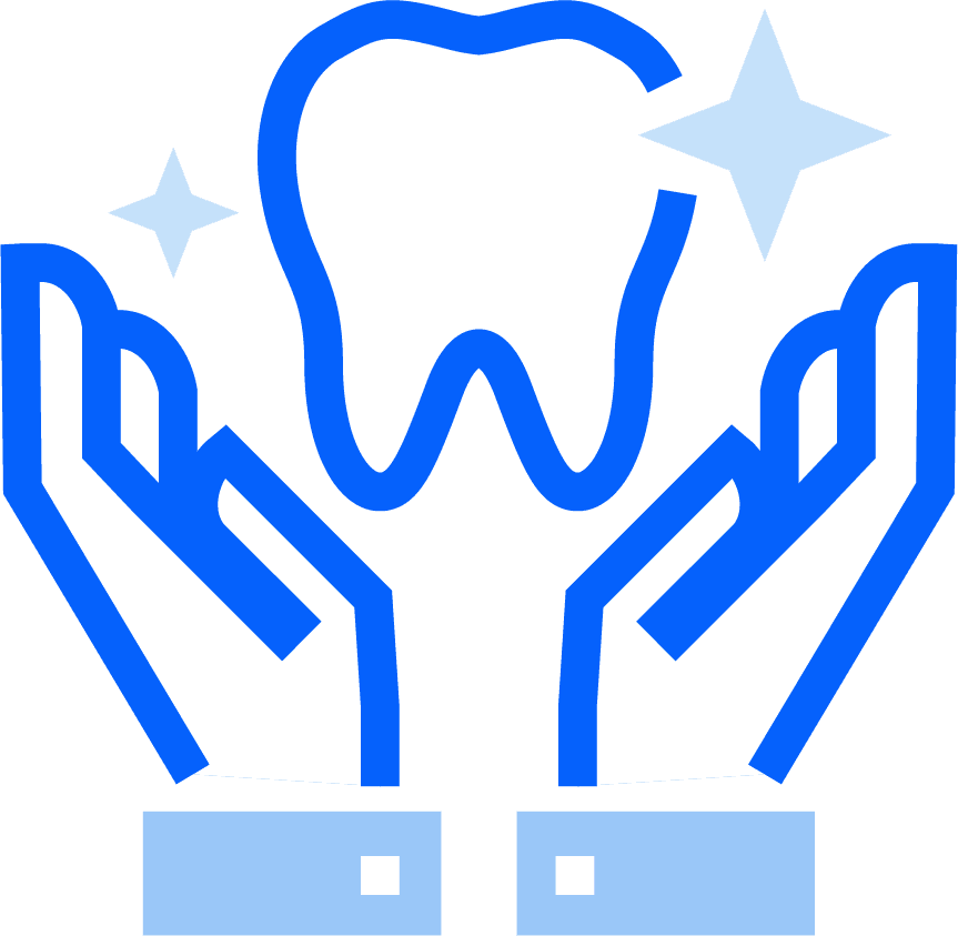Icono azul de apoyo para secciones de tratamientos dentales