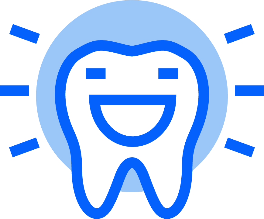 Icono gráfico azul asociado a contenido odontológico